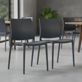 Polypropylene Dark Grey Side Chairs 810x440mm for Hospitality Spaces (Pack of 2)