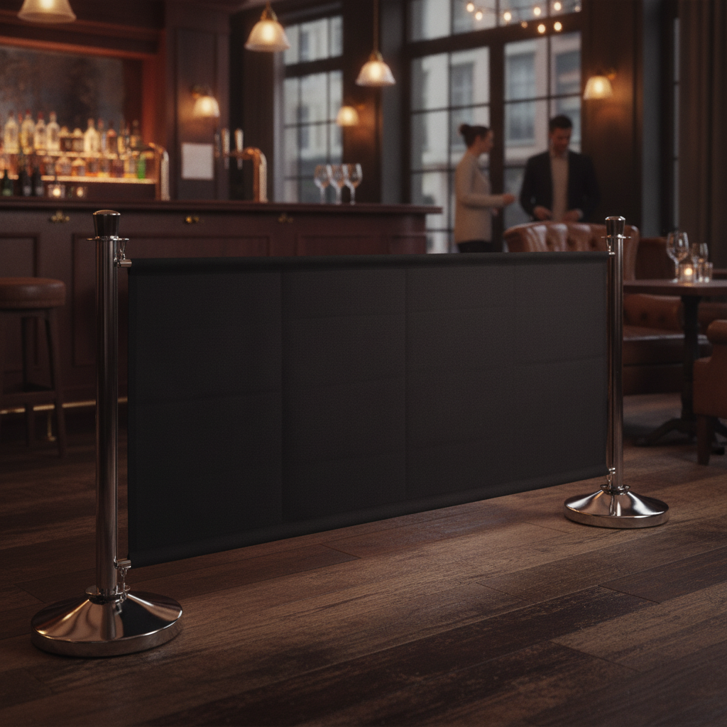 Polyester Black Canvas Barrier 700x1430mm for Pubs & Events