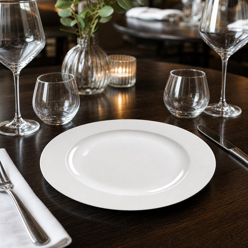 Plates 207mm White Porcelain for Catering Environments (Pack of 12)