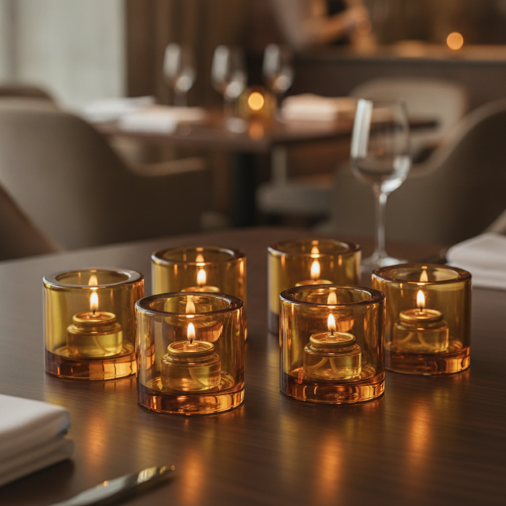 Amber Tealight 70x73mm for Restaurants & Events (Pack of 6)