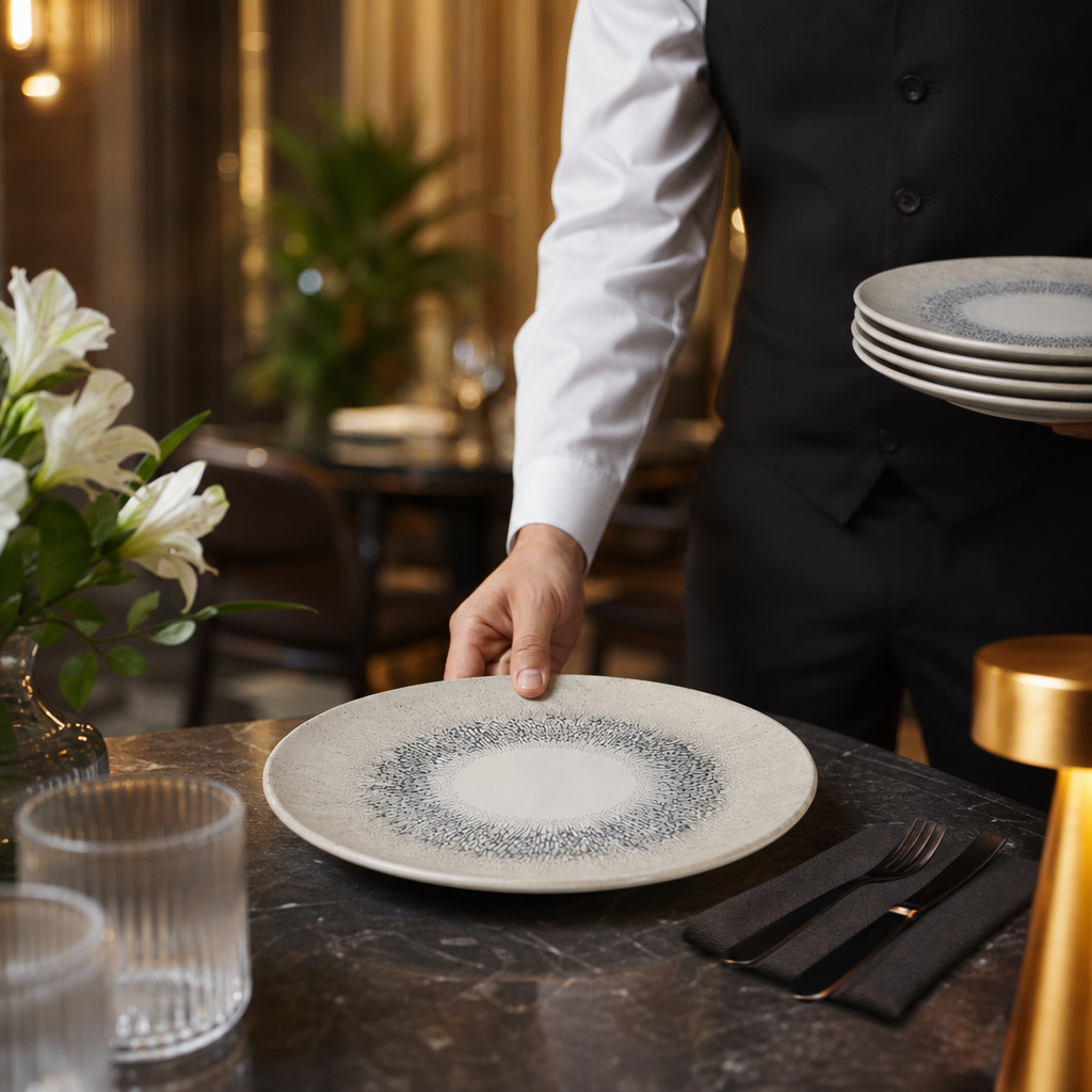 Coupe Plates 248mm Grey Vitrified Ceramic for Dining (Pack of 12)
