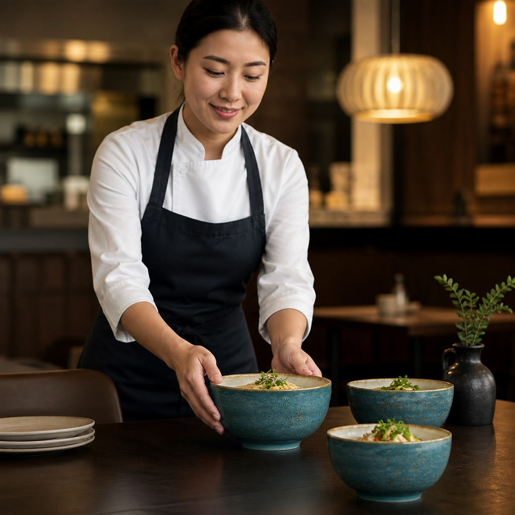 Chinese Bowls 127mm Blue Porcelain for Cafés & Restaurants (Pack of 12)