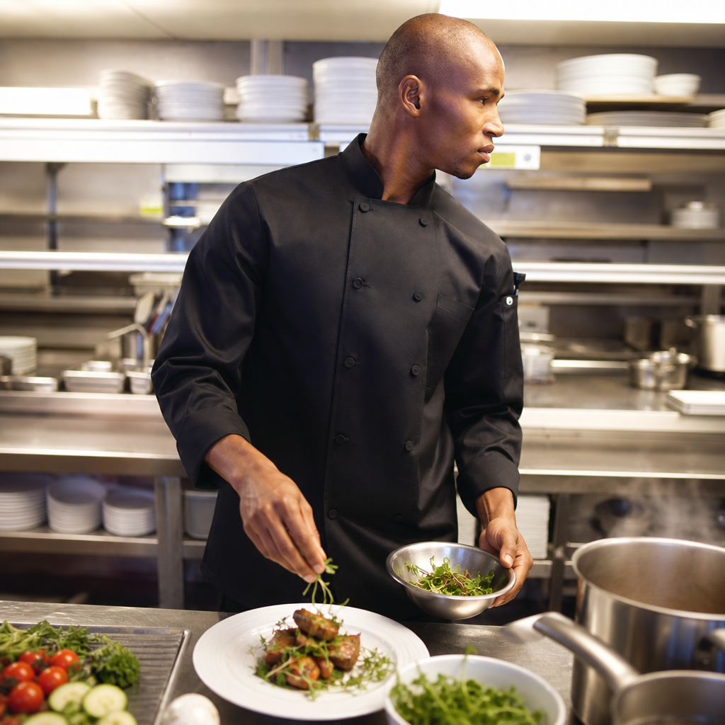Calgary Unisex Chef Jacket in Black for Commercial Kitchens
