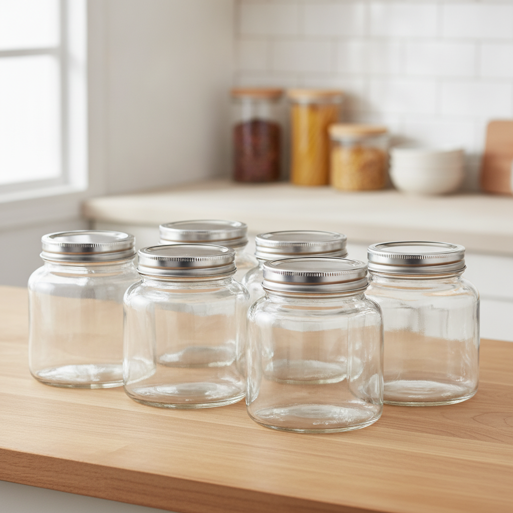 Glass Screw Top Preserving Jar 330ml for Home & Kitchen (Pack of 6)