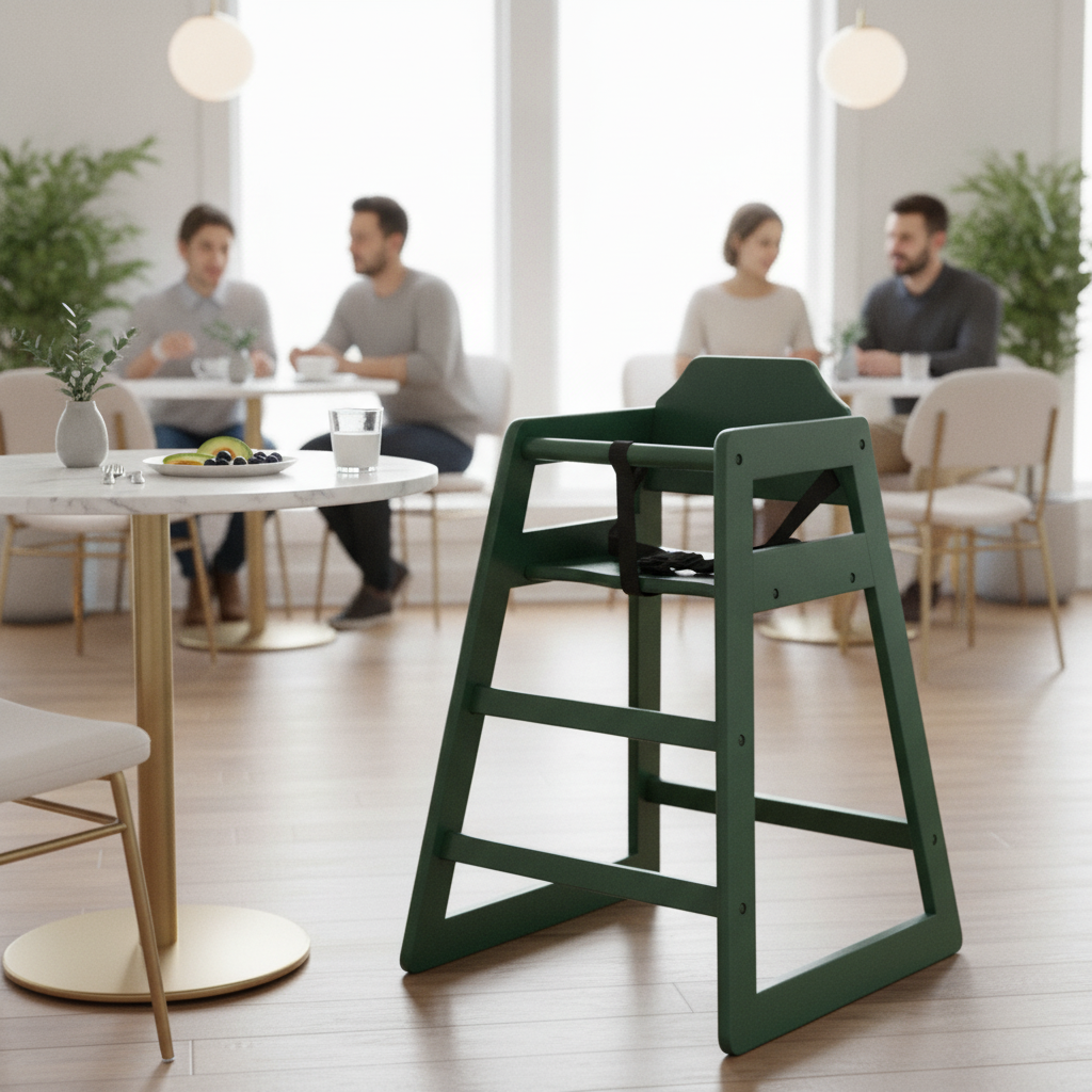 Rubber Wood Highchair Green 750x510mm for Child-Safe Dining