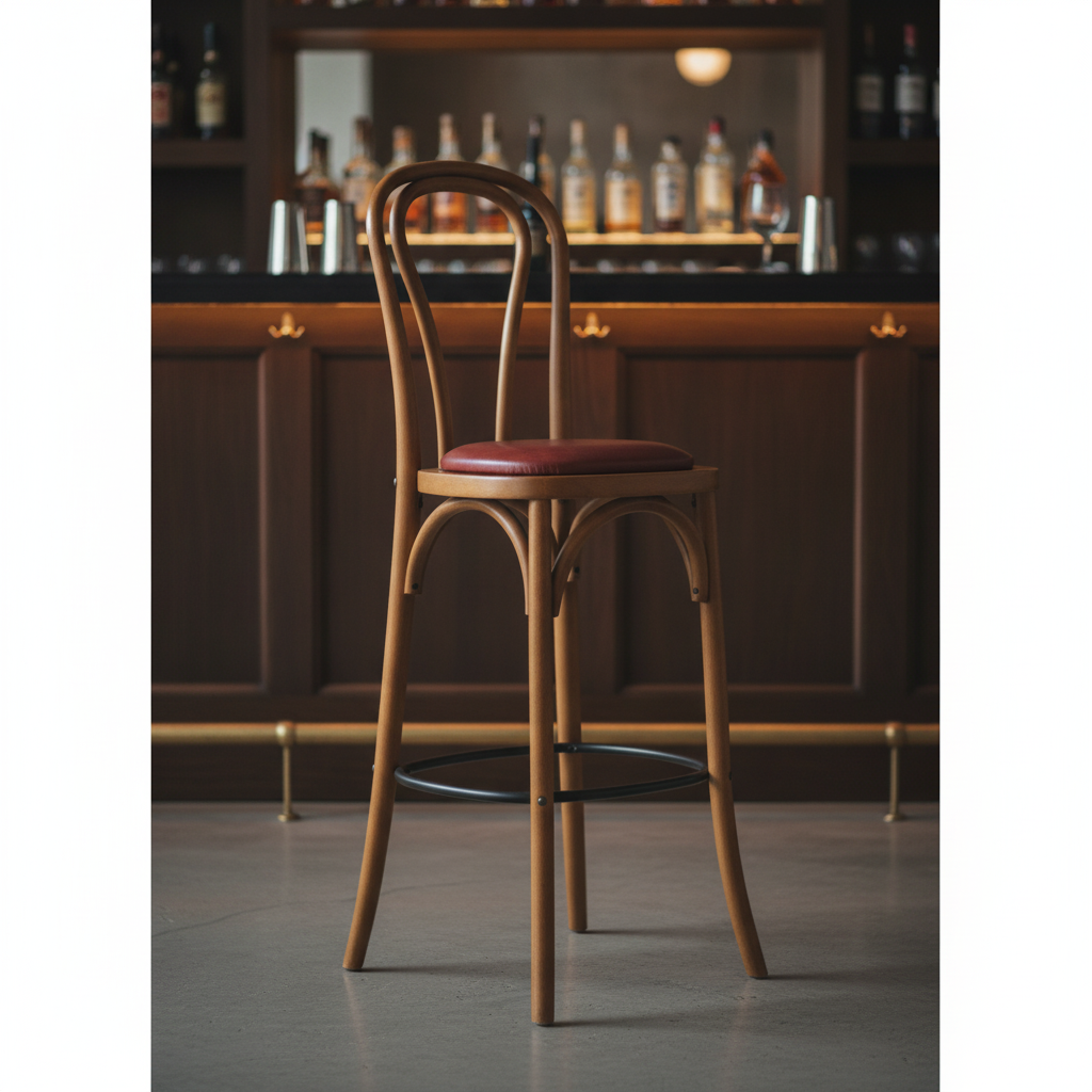 Rubber Wood Hoop Back Bar Chair 10kg for Commercial Use