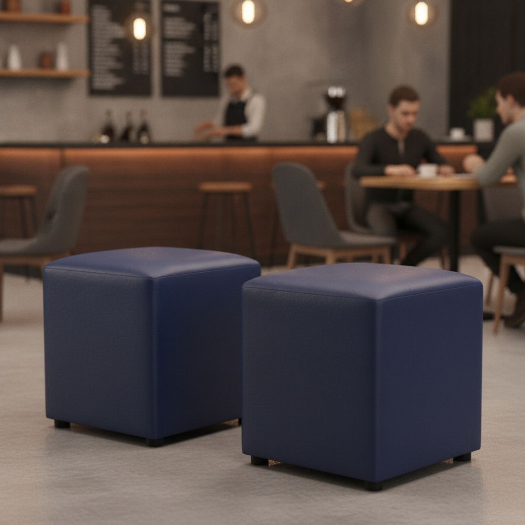 Rubber Wood Cube Bar Stools 470x420mm for Cafés & Restaurants (Pack of 2)
