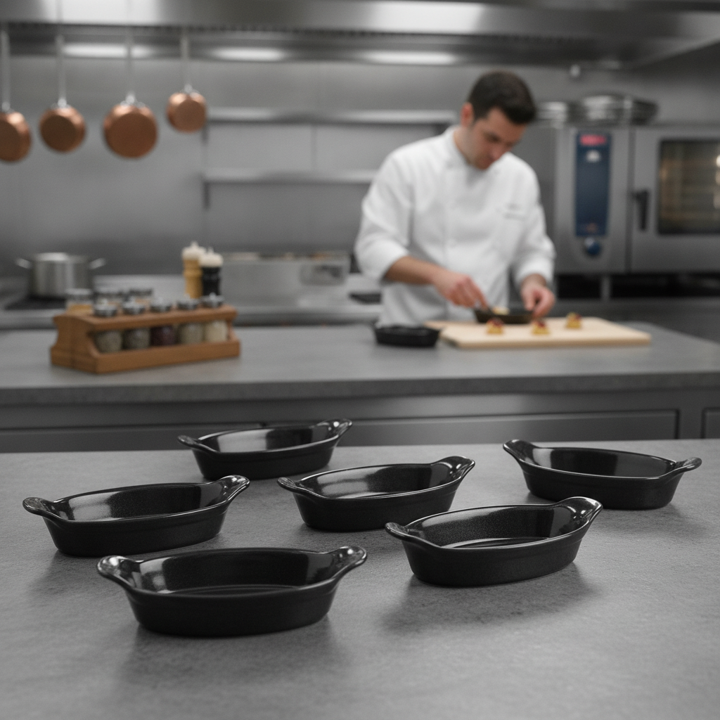 Porcelain Round Eared Dish 590ml for Catering & Hospitality (Pack of 6)