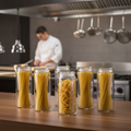 Glass Spaghetti Storage Jars 2L for Modern Kitchens (Pack of 6)