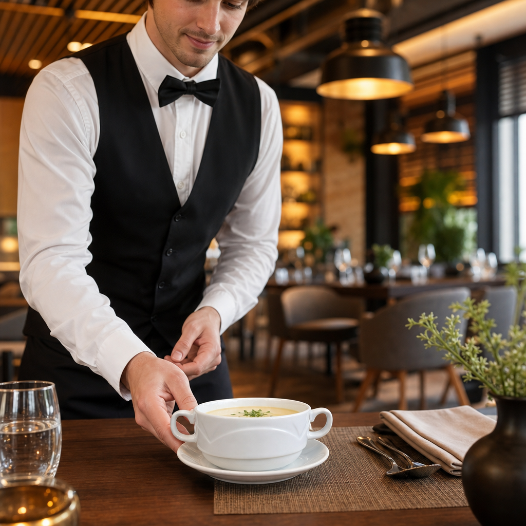 Alumina Handled Soup Cup 284ml Vitrified Ceramic for Catering (Pack of 36)