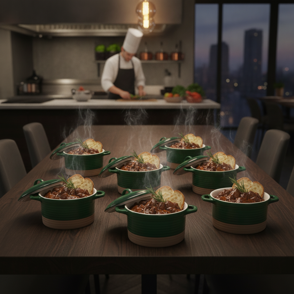 Ceramic Green Cocottes 350ml for Serving Hearty Meals (Pack of 6)