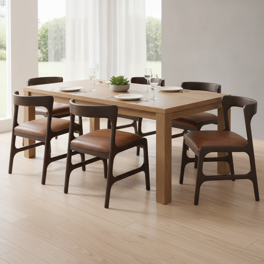 Rubber Wood Dining Chairs in Brown 760x480mm for Elegant Seating (Pack of 6)