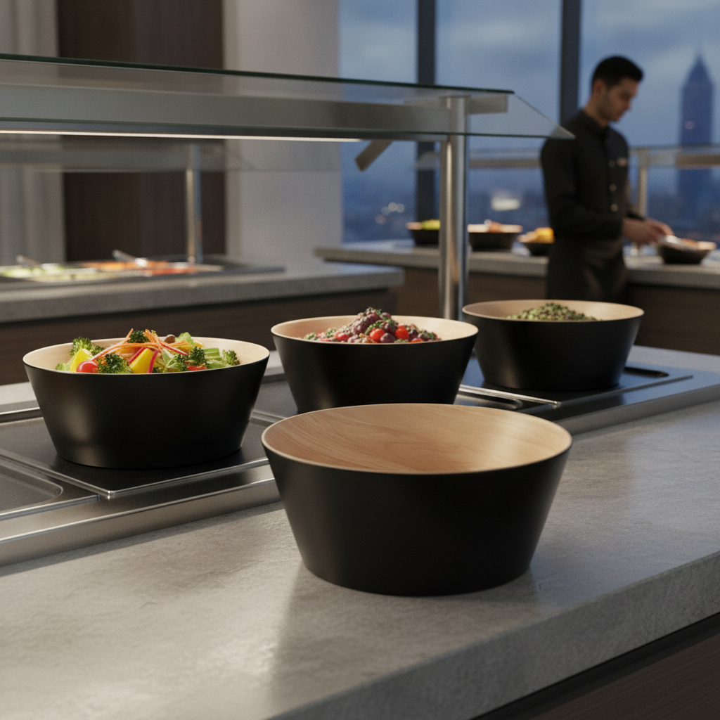 Melamine Black Bowl 250ml for Buffet Service
