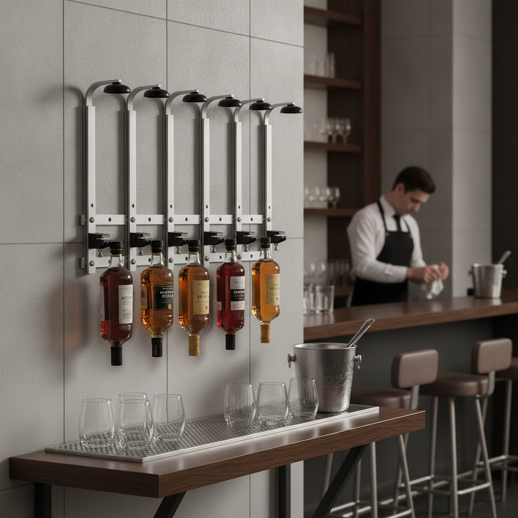 Aluminium Wall-Mounted 6-Bottle Rack 530mm for Home Bars