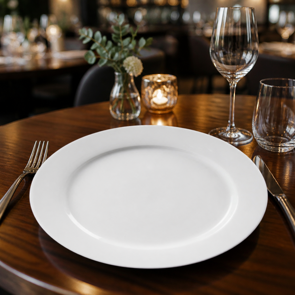Wide Rimmed Plates 280mm Porcelain for Elegant Table Settings (Pack of 6)