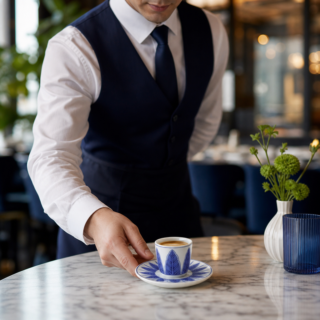 Espresso Saucers Exotic Patterns Blue Bone China for Table Settings