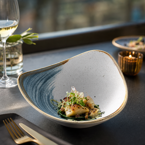 Bowls 185mm Blue Vitrified Ceramic for Modern Dining (Pack of 12)