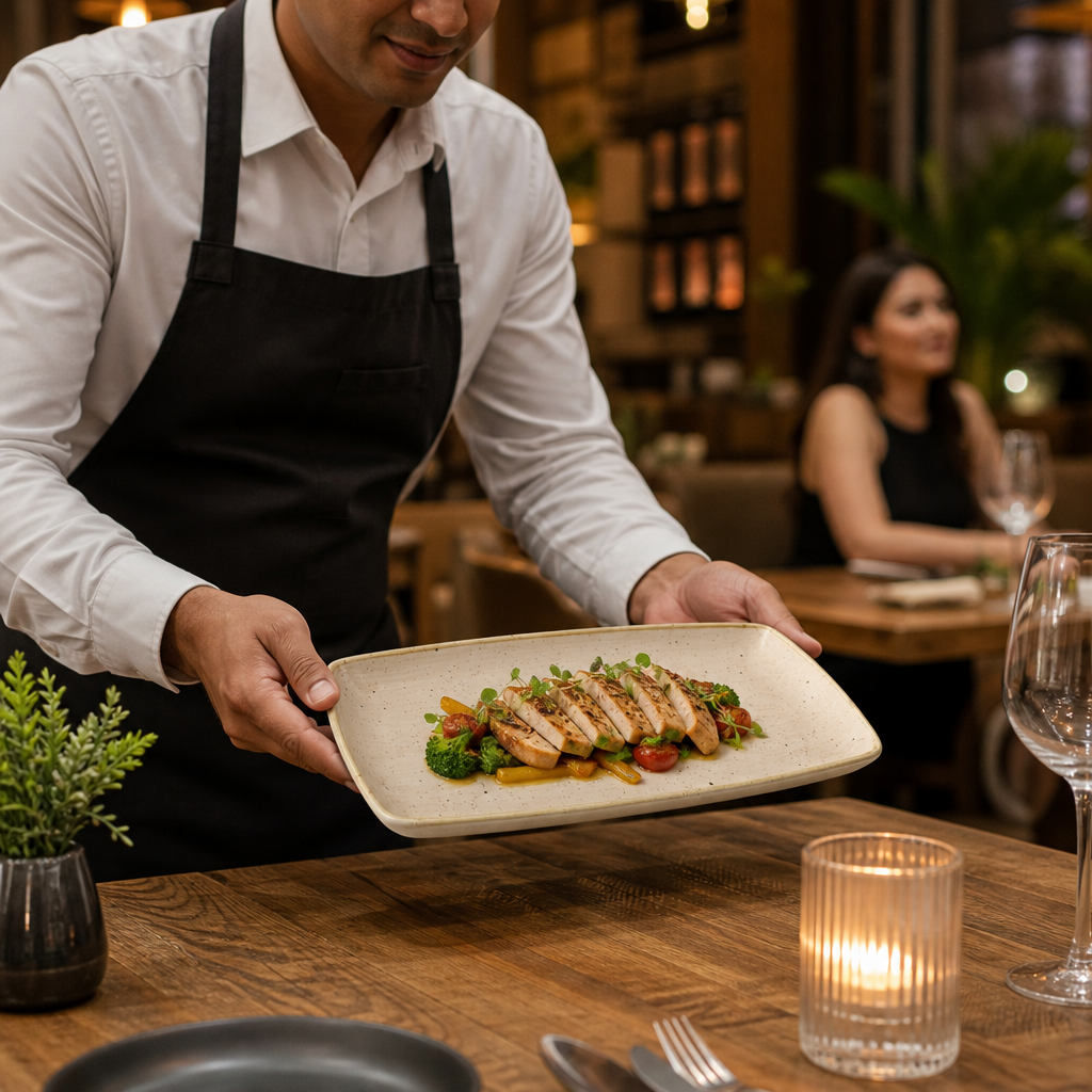 Oblong Plate Vitrified Ceramic for Home & Restaurants (Pack of 6)