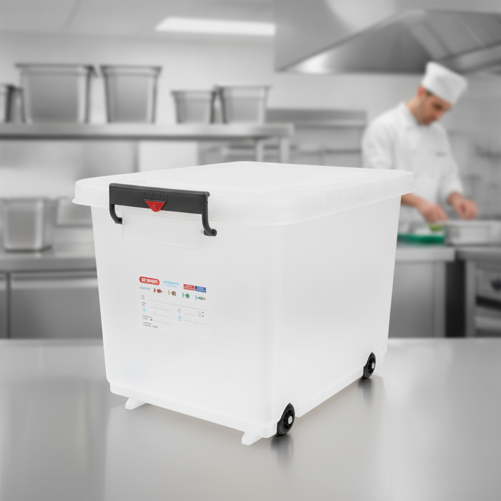 Polypropylene Mobile Food Storage Bin 50L for Commercial Kitchens