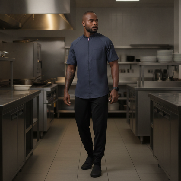 Recycled Polyester Grey Chef Jacket, Recycled Polyester