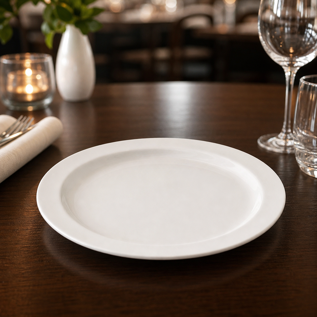 Narrow Rim Plates 230mm White Porcelain for Catering Environments (Pack of 24)