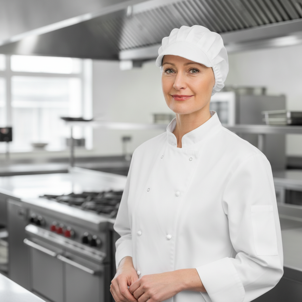 Lightweight White Unisex Peak Hat for Food Service
