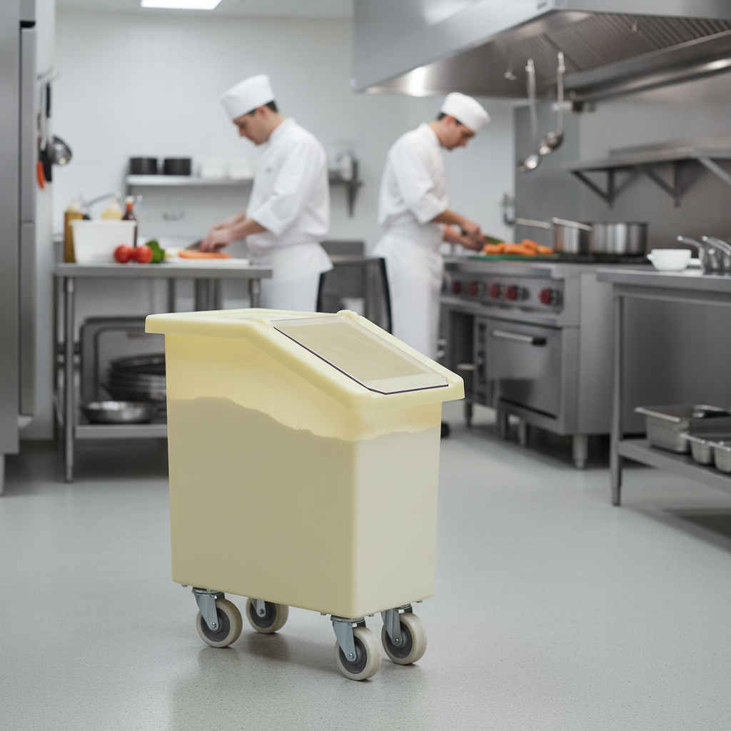 Polyethylene Mobile Ingredient Bin 65L for Food Storage