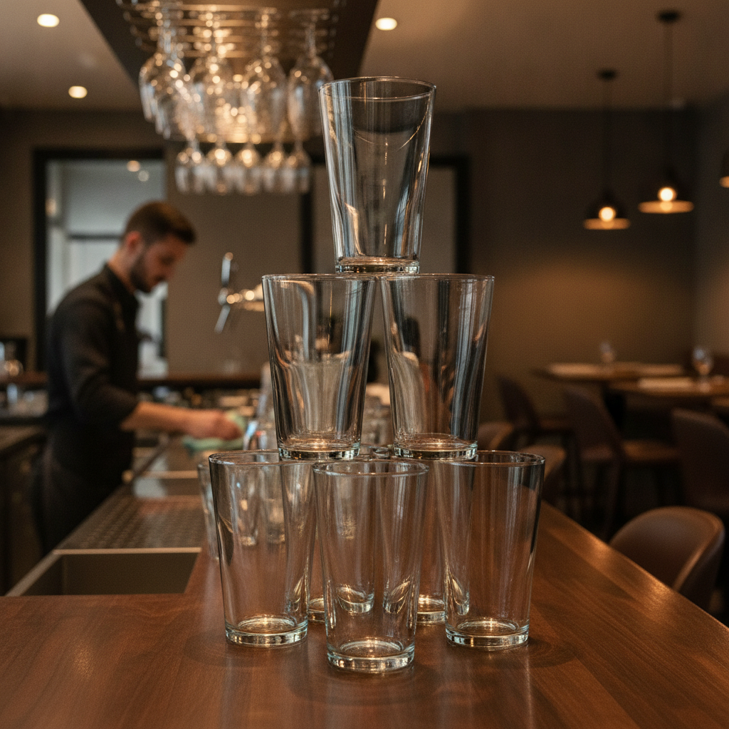 Toughened Glass Conical Beer Glasses 280ml for Bars & Pubs (Pack of 48)