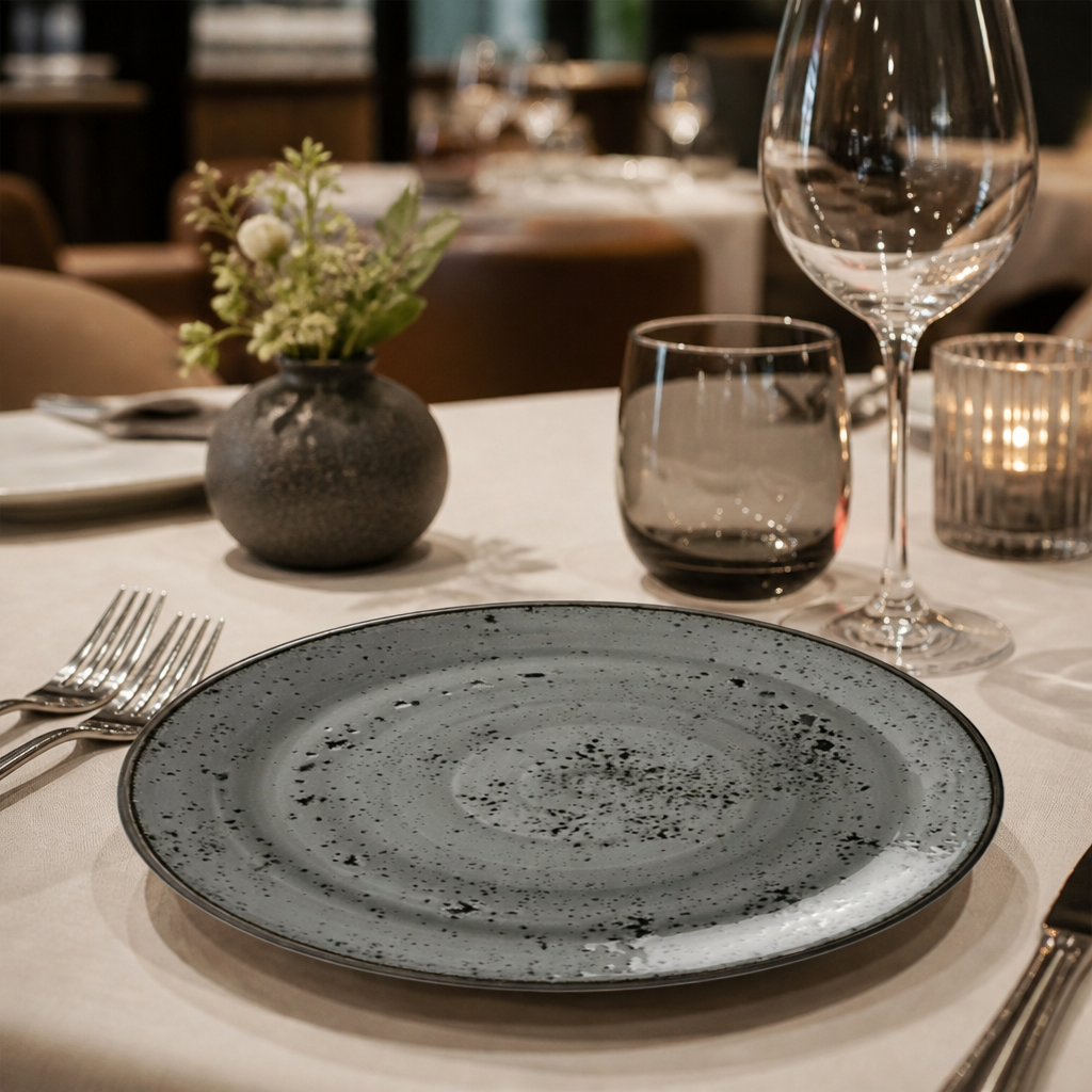 Coupe Plates 153mm Smoke Grey Porcelain for Elegant Dining (Pack of 12)