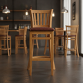 Rubber Wood Bar Chair with Padded Seat 1100mm for Commercial Use