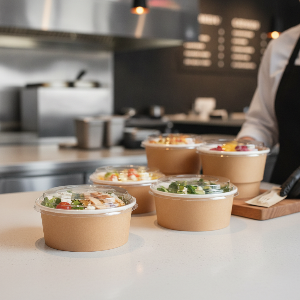 Paper Kraft Salad Pots 700ml for Food-to-Go Service (Pack of 150)