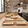 Palm Leaf Square Plates 250mm for Mobile Catering (Pack of 100)