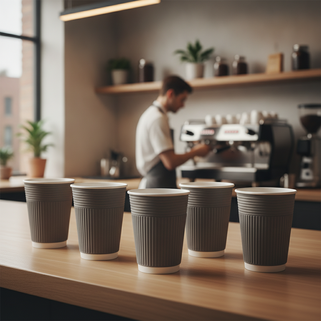 Cardboard Ripple Wall Coffee Cups 227ml for Takeaway Services (Pack of 25)