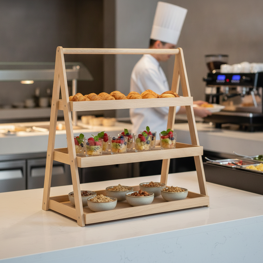 Wooden Three-Tier Display Tray 640mm for Buffet Stations