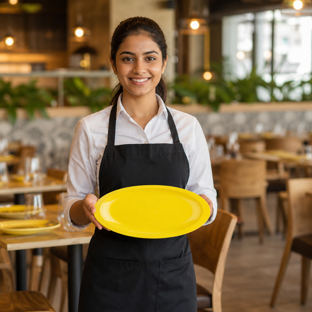 Polypropylene Plates 230mm Yellow Ceramic for Schools & Institutions (Pack of 12)