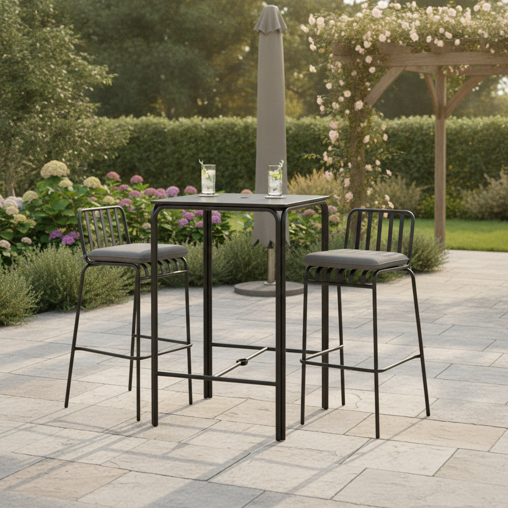Steel Outdoor Poseur Set with Cushions 1100mm for Patios (Pack of 2)