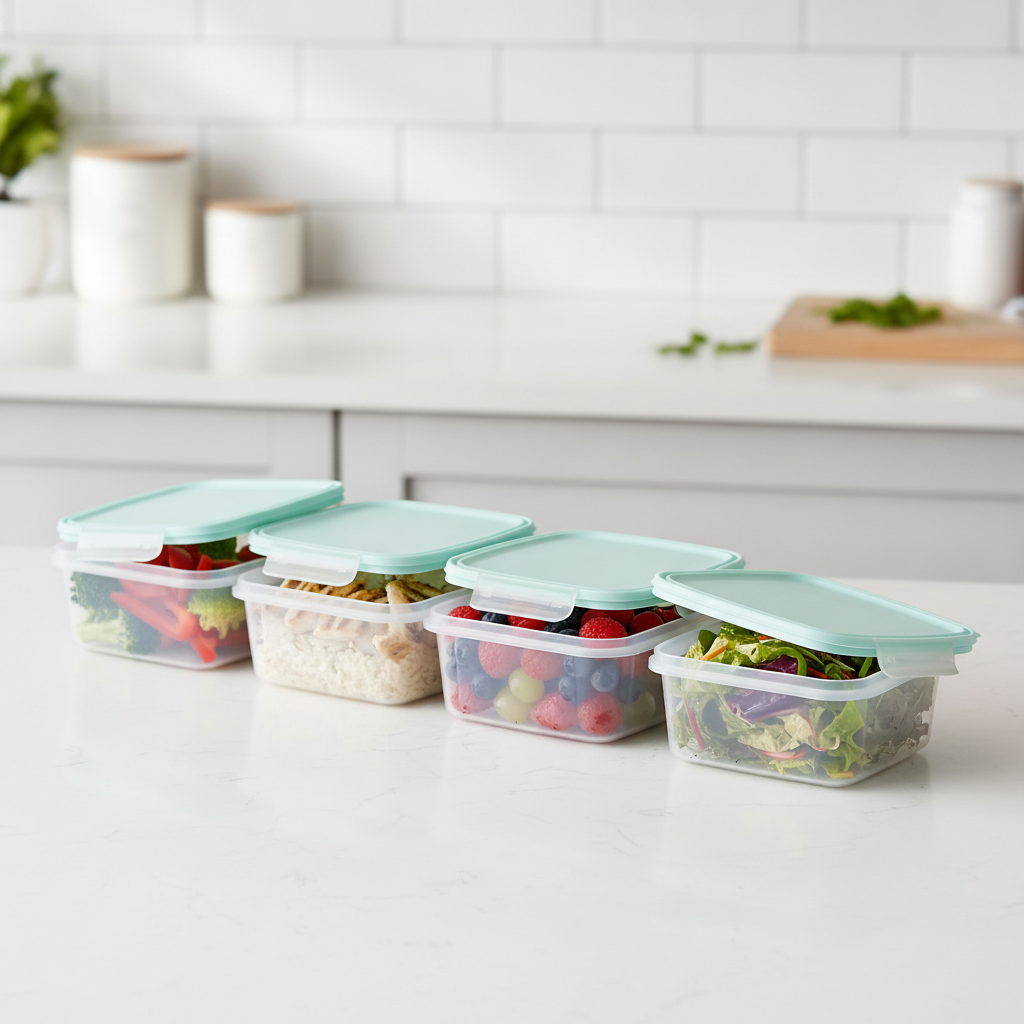 Plastic Clear Food Container 1L for Lunch and Storage (Pack of 4)