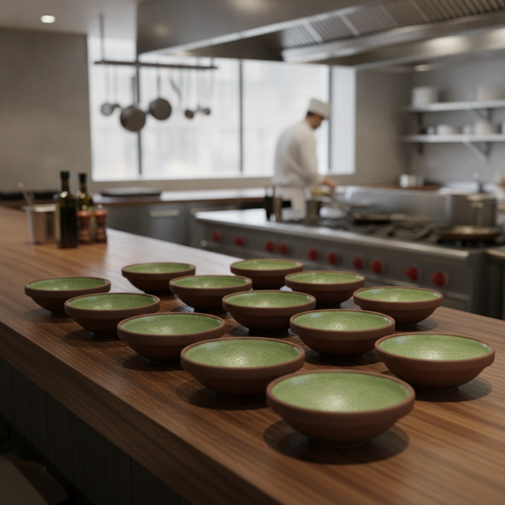 Vitrified Stoneware Green Spice Bowls 75mm for Dining (Pack of 12)