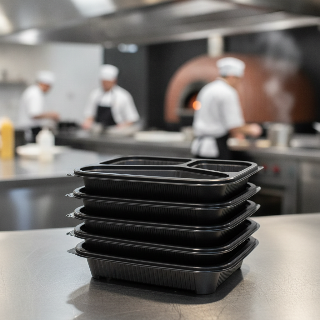 rPET Three Compartment Takeaway Containers for Food Service (Pack of 365)