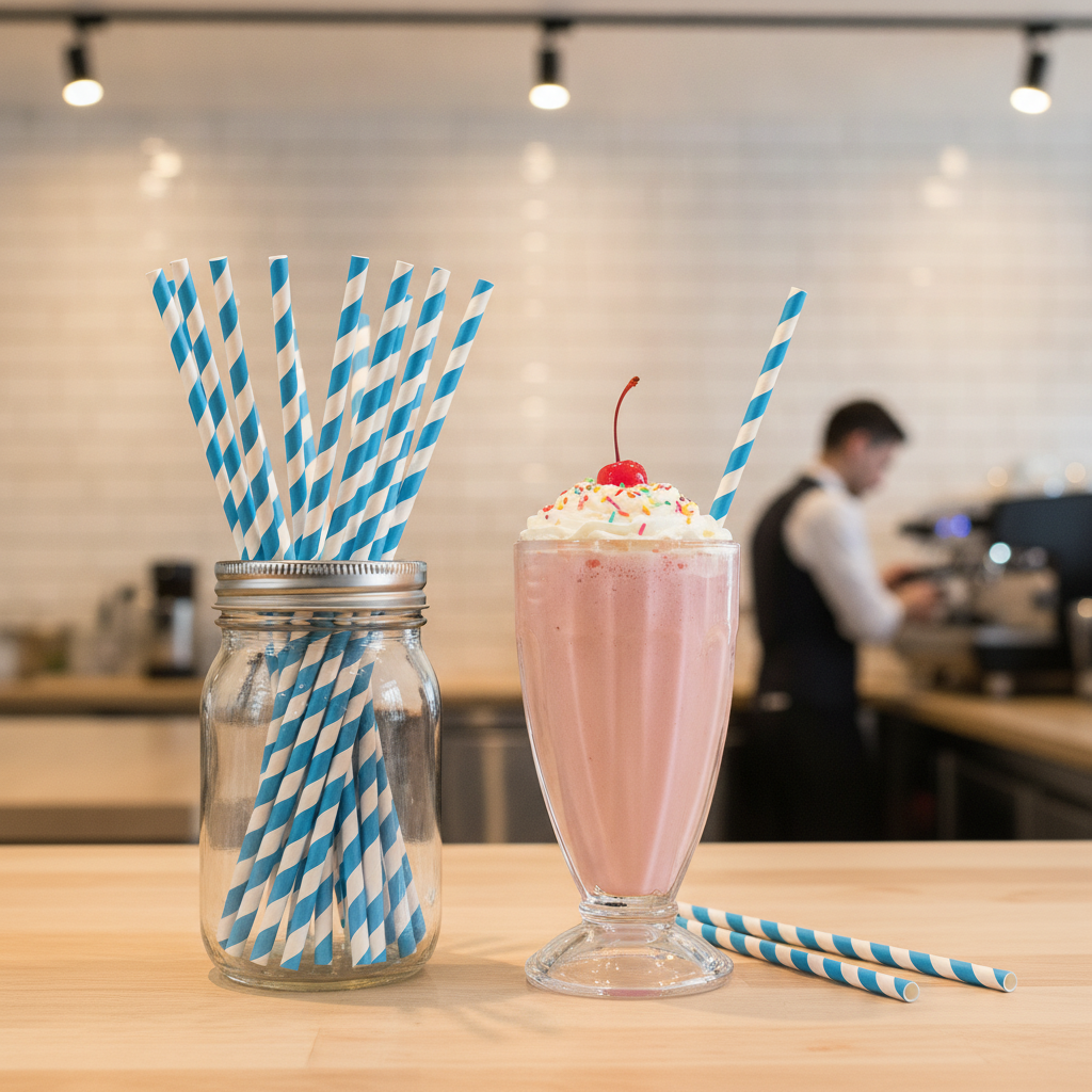 Biodegradable Paper Straws 200mm for Retro Milkshakes (Pack of 250)