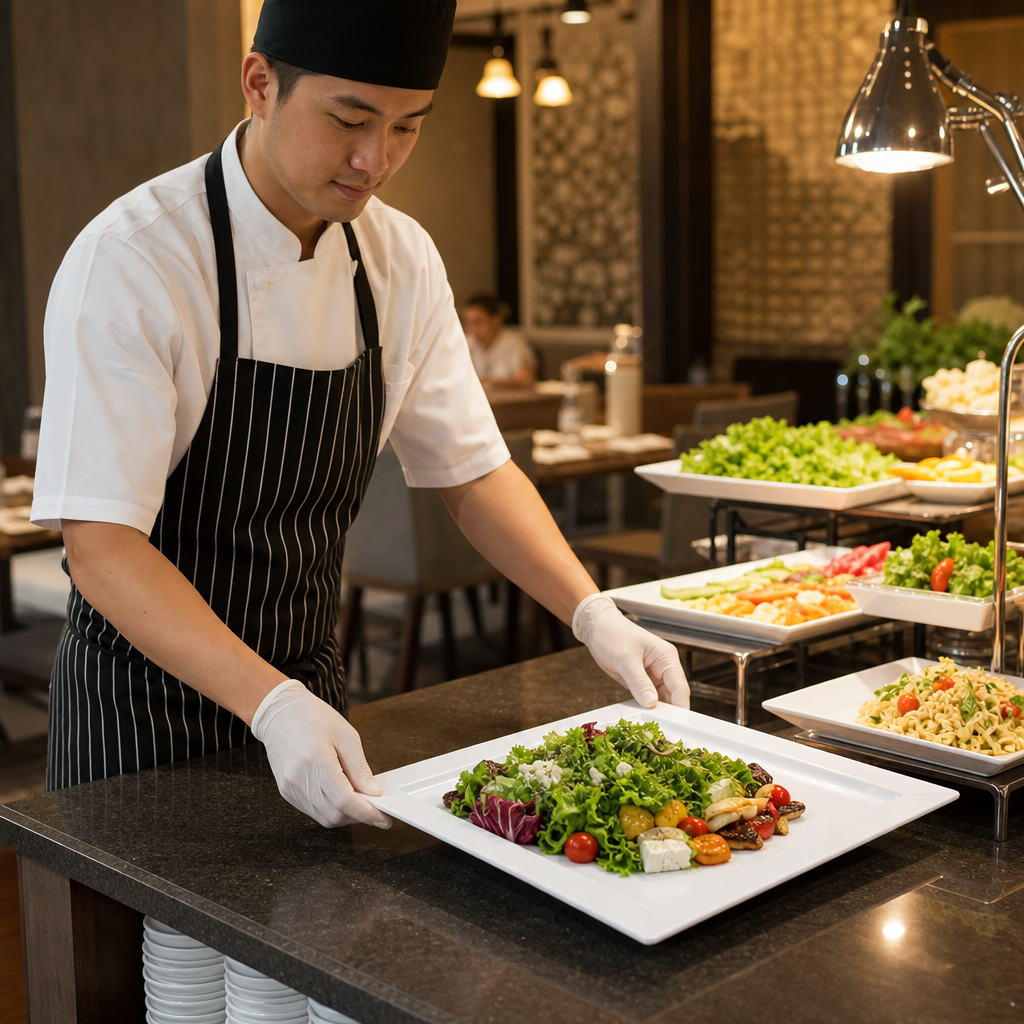 Square Tray 375mm White Melamine for Buffet Displays