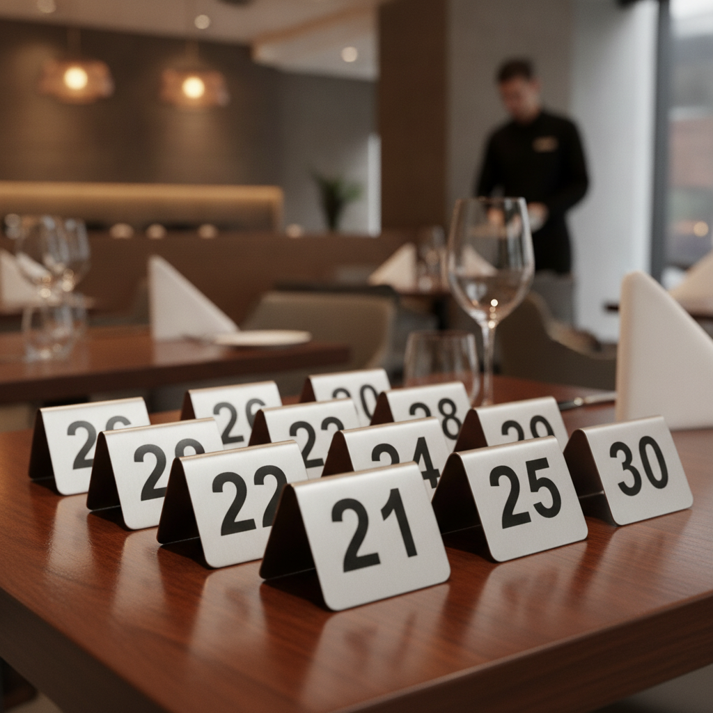 Stainless Steel Table Numbers 21-30 for Restaurants & Pubs (Pack of 10)
