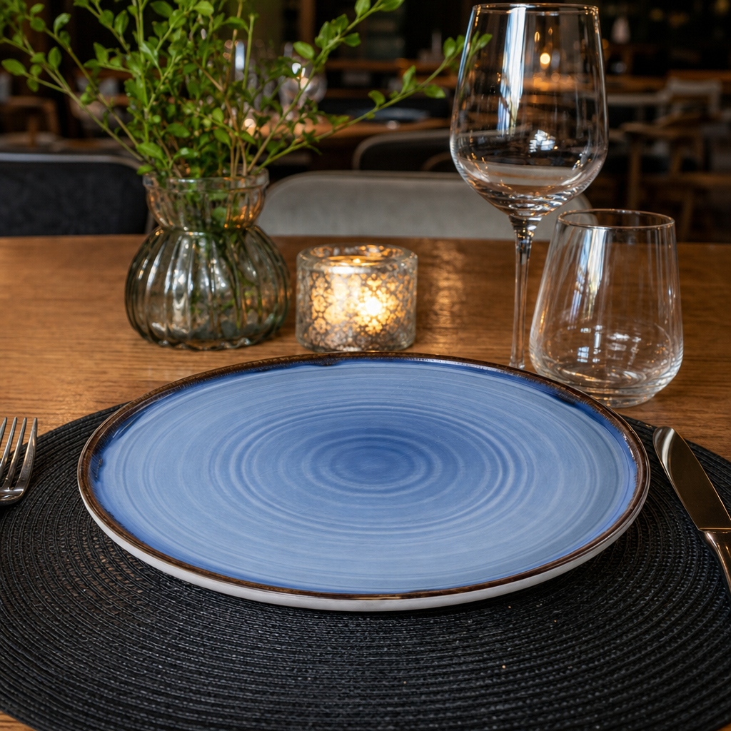 Walled Plates 210mm Indigo Vitrified Ceramic for Dining Experiences (Pack of 6)