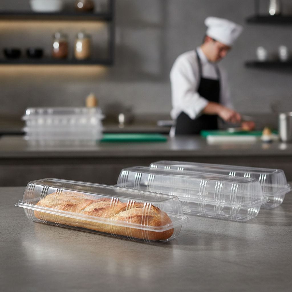 rPET Clear Flat Top Baguette Box 12" for Food Service (Pack of 200)