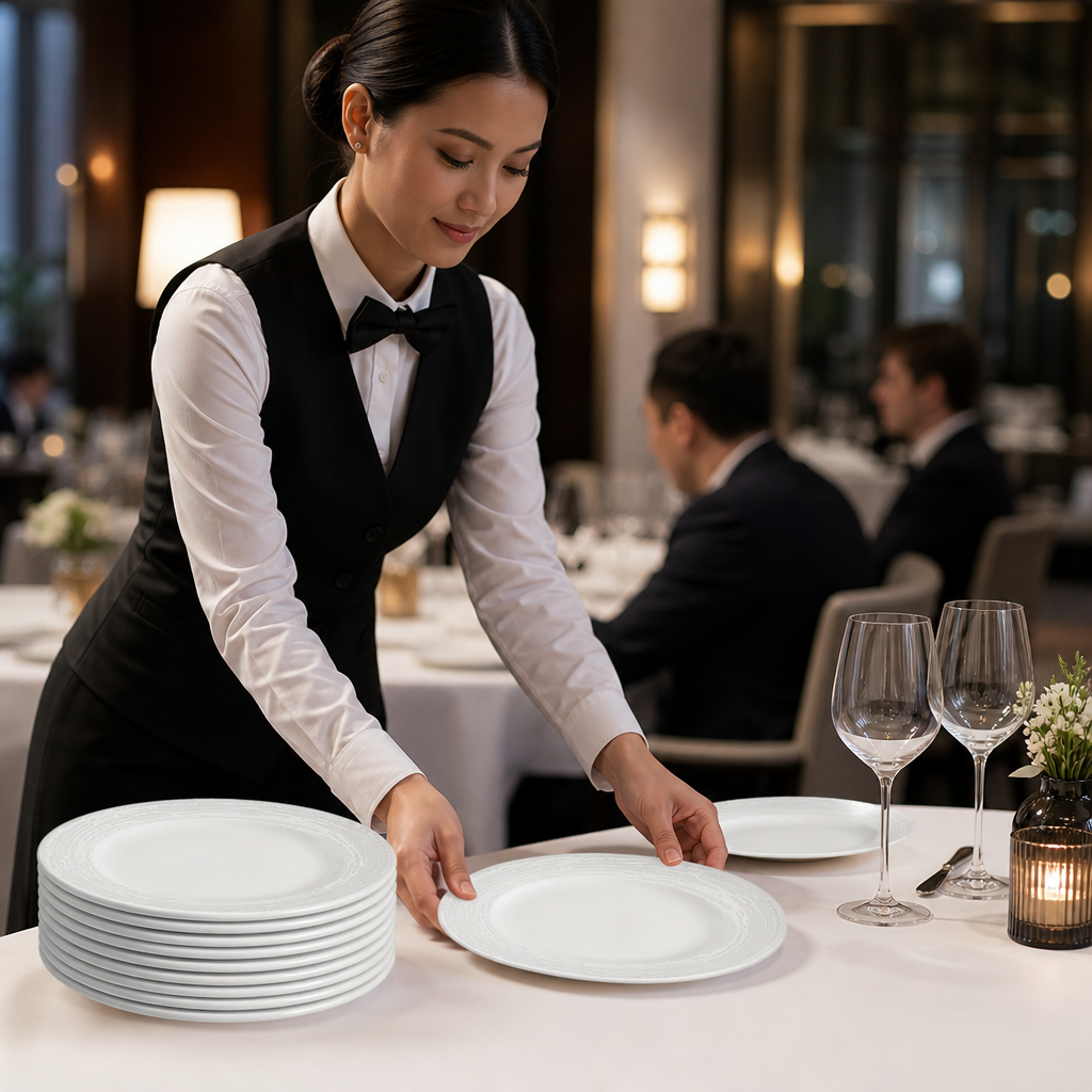 Rimmed Plates 210mm Vitrified Ceramic for Professional Use (Pack of 12)