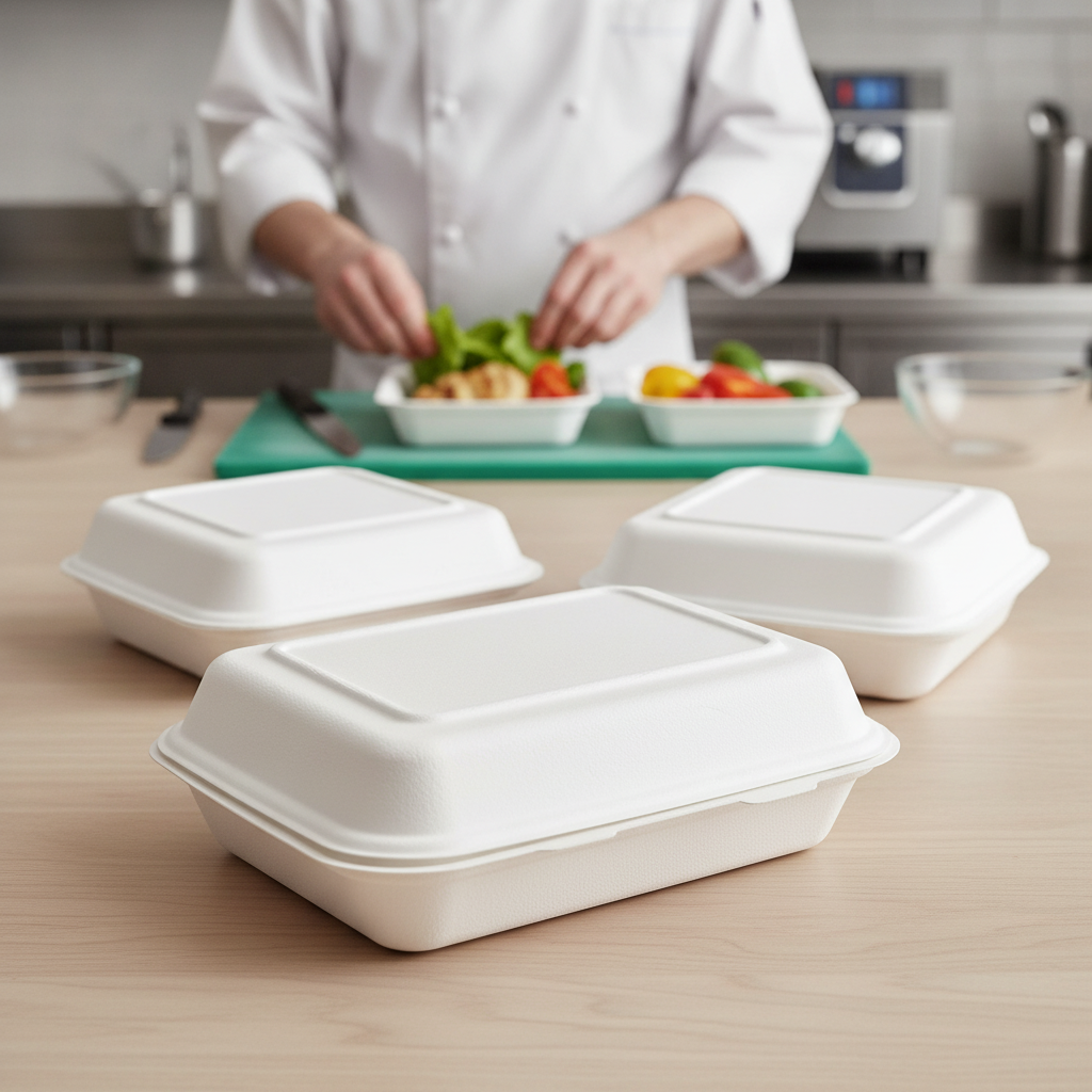 Fibre Clamshell Lunch Boxes 9x8" for Food-to-Go Service (Pack of 200)