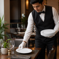 Tempered Wide Rim Plates 195mm Glass for Restaurants (Pack of 6)