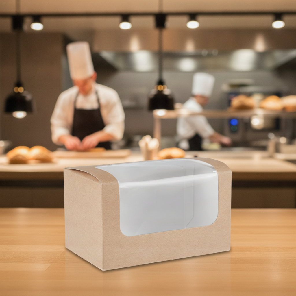 Compostable Kraft Sandwich Packs with PLA Window for Takeaway Use (Pack of 500)