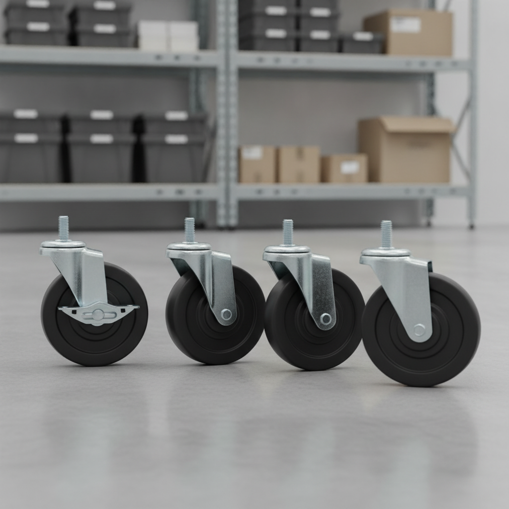 Heavy Duty Black Castors for Shelving Units (Set of 4)