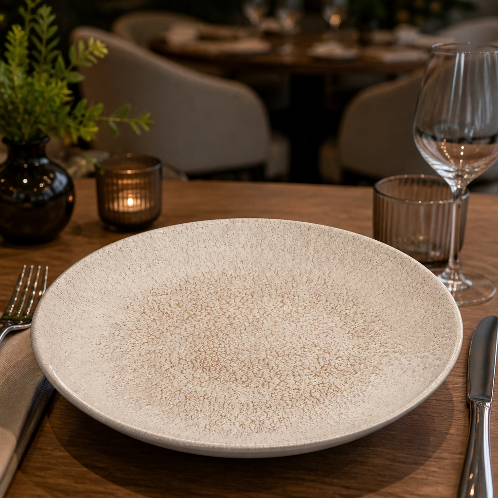 Deep Coupe Plates Grey Porcelain for Restaurants & Cafés (Pack of 12)
